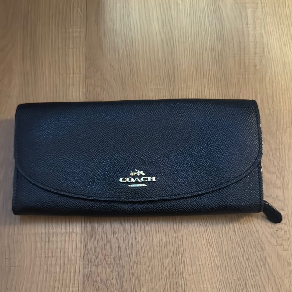 Coach Black Long Bifold Leather Wallet